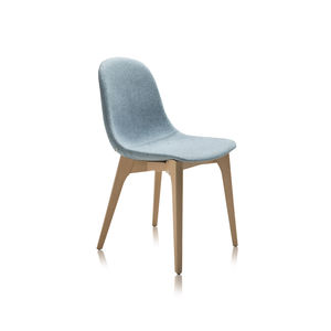 contemporary restaurant chair / upholstered / wooden / polyurethane