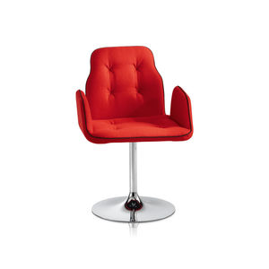 contemporary chair / with armrests / central base / metal