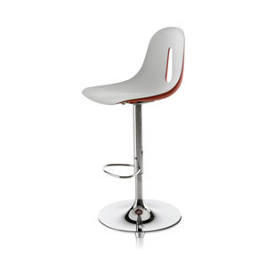 contemporary bar chair / with footrest / central base / metal