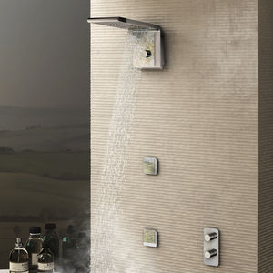 wall-mounted shower head / rectangular / rain / waterfall