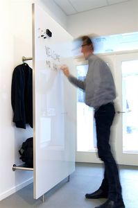 wall-mounted wardrobe / contemporary / glass / steel