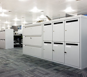 low filing cabinet / tall / metal / glass