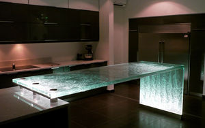 kitchen counter / glass / upright / illuminated