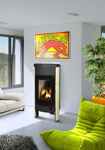 wood heating stove / contemporary / steel / ceramic