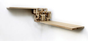 wall-mounted shelf / original design / wooden / for professional use