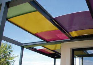 wall-mounted pergola / aluminum / with sliding canopy / modular