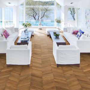 chevron parquet floor / engineered / glued / oak