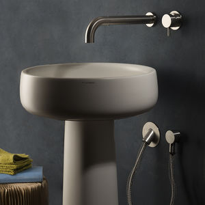 washbasin mixer tap / wall-mounted / built-in / stainless steel