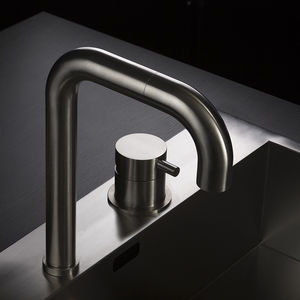 stainless steel mixer tap / kitchen / 2-hole / swivel spout