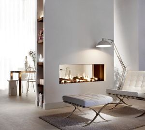 gas fireplace / contemporary / closed hearth / double-sided