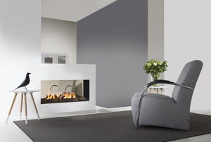 gas fireplace / contemporary / closed hearth / built-in