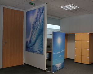 floor-mounted office divider / fabric / polyester / modular