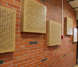 interior acoustic panel / wooden / perforated / commercial