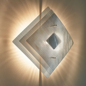 contemporary wall light / polished stainless steel / halogen / square