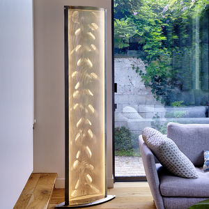 contemporary light column / stainless steel / LED / indoor