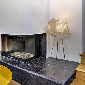 floor-standing lamp / contemporary / polished stainless steel / handmade