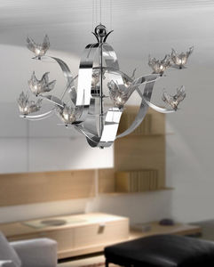 contemporary chandelier / brass / steel / incandescent