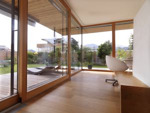 sliding door / wooden / full-height / glazed