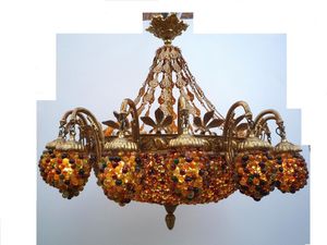 Baroque style chandelier / glass / bronze / OLED