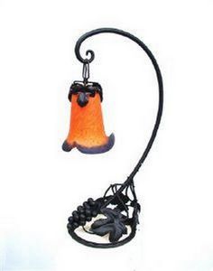 table lamp / Art Nouveau style / wrought iron / blown glass