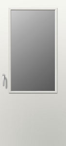 swing door / wooden / thermally-insulated / semi-glazed