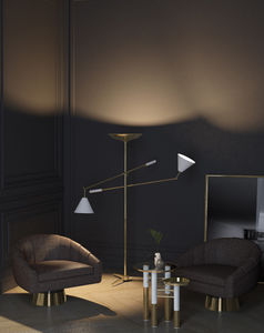 floor-standing lamp / contemporary / aluminum / brass