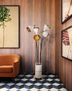 floor-standing lamp / vintage / aluminum / brass