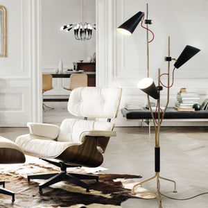 floor-standing lamp / contemporary / aluminum / brass