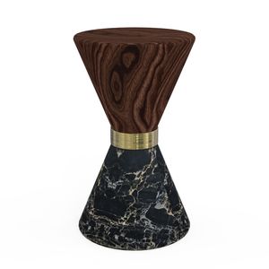 original design stool / walnut / brass / marble