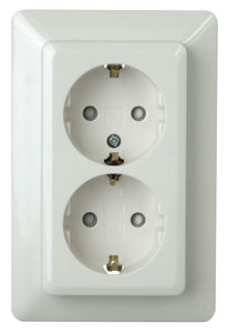 power socket / double / wall-mounted / wooden