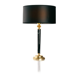 table lamp / traditional / polished brass / fabric