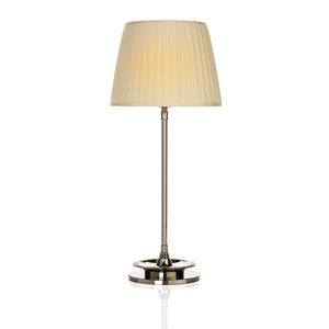 bedside table lamp / traditional / brass / fabric