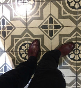 indoor encaustic cement tile / floor / geometric pattern / polished