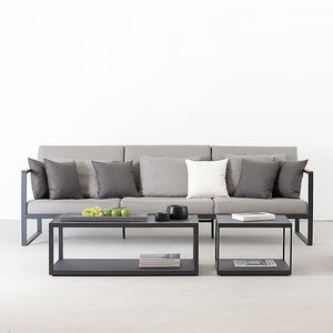 contemporary sofa / garden / teak / stainless steel