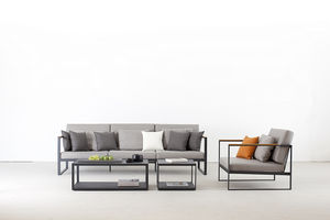 contemporary coffee table / teak / stainless steel / square