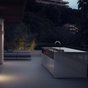 contemporary kitchen / stainless steel / island / modular