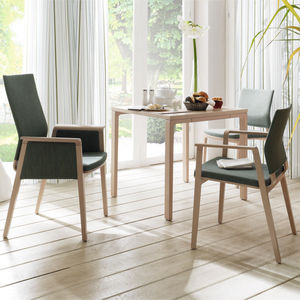 contemporary visitor chair / with armrests / upholstered / beech