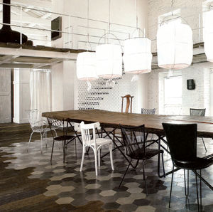 indoor encaustic cement tile / floor / plain / polished