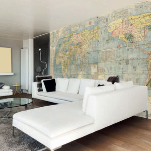 contemporary wallpaper / fabric / map / printed