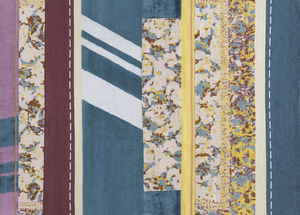 contemporary rug / striped / wool / silk