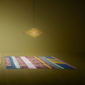 contemporary rug / striped / wool / silk