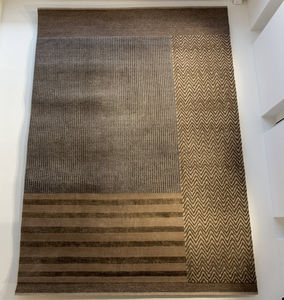 contemporary rug / striped / wool / silk