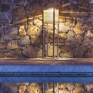 floor lamp / contemporary / aluminum / teak