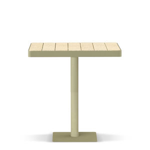 contemporary bistro table / metal / teak / square