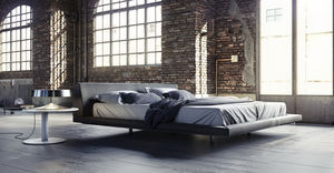 double bed / contemporary / pine / upholstered