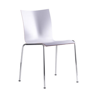 contemporary visitor chair / upholstered / stackable / leather