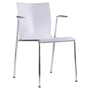 contemporary visitor chair / with armrests / upholstered / stackable