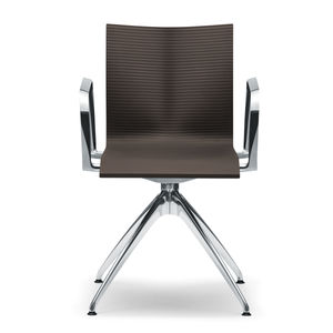 contemporary visitor chair / with armrests / star base / aluminium