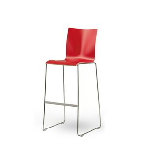 contemporary bar chair / upholstered / sled base / stackable