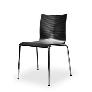 contemporary visitor chair / stackable / satin / chrome